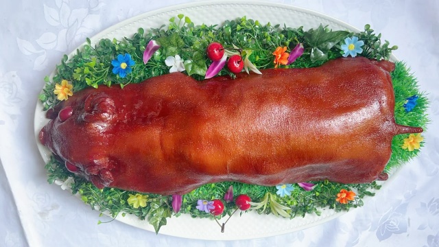 仿真烧烤模型 仿真烤乳猪食物模型